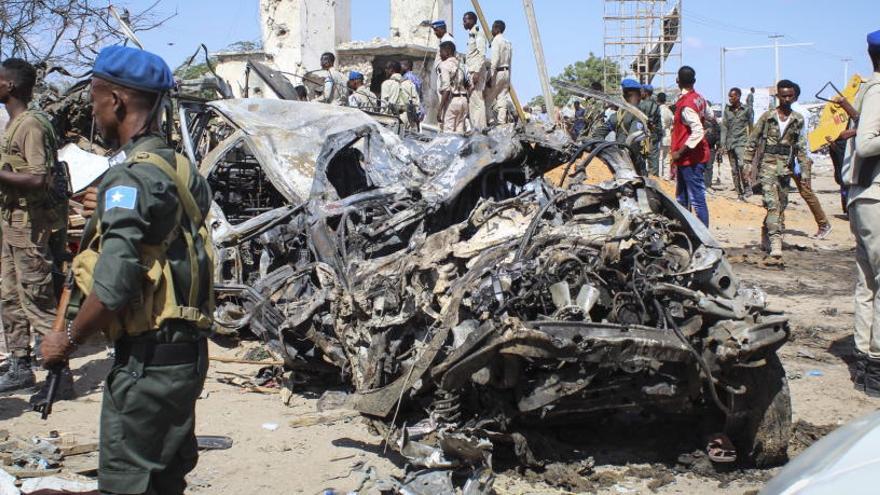 Escenario de un atentado en Mogadiscio, Somalia.