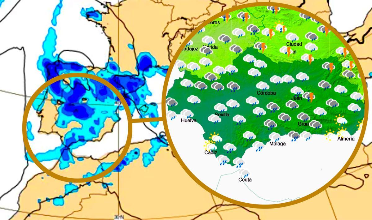 Previsión el sábado en España y Andalucía, con el posible descuelgue de una DANA.