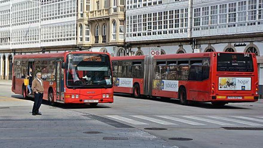 Buses urbanos circulan por la Marina.