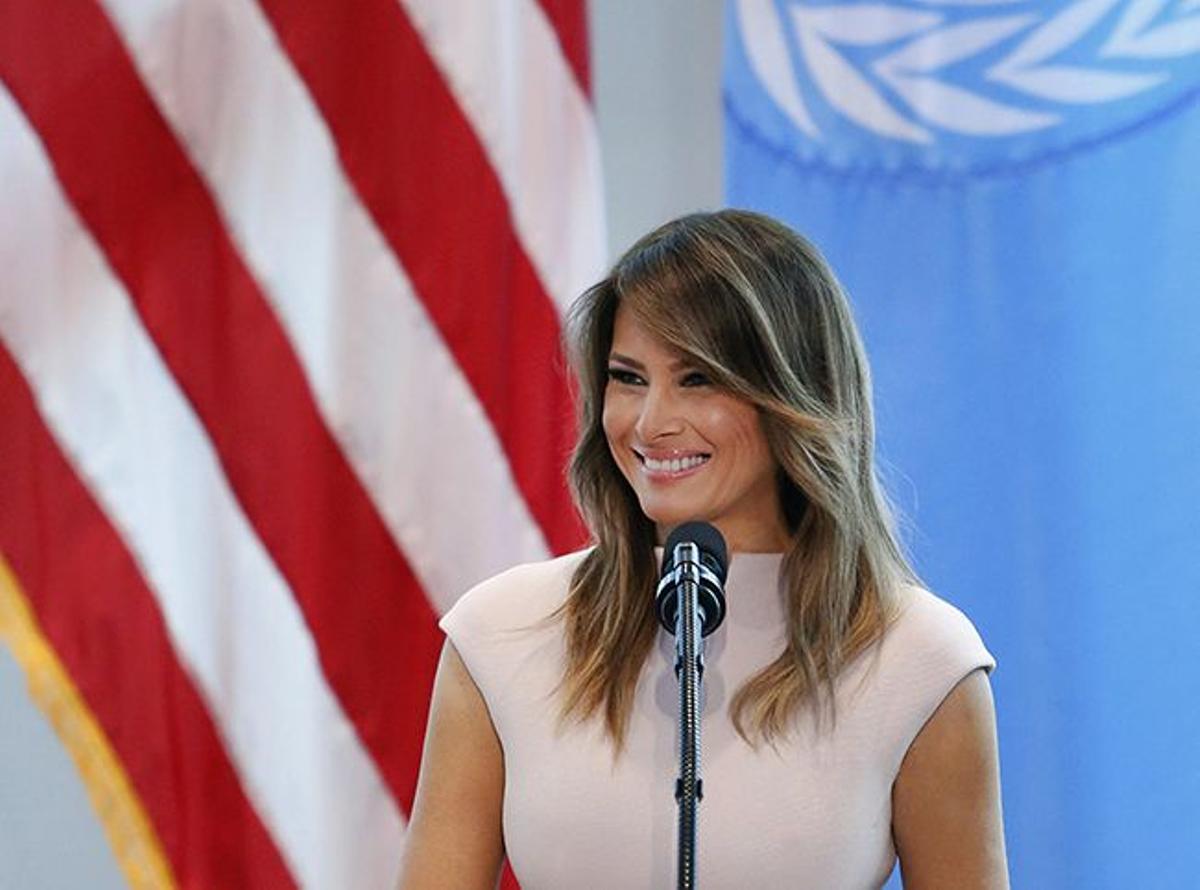 Melania Trump durante su discurso en la asamblea de las Naciones Unidas