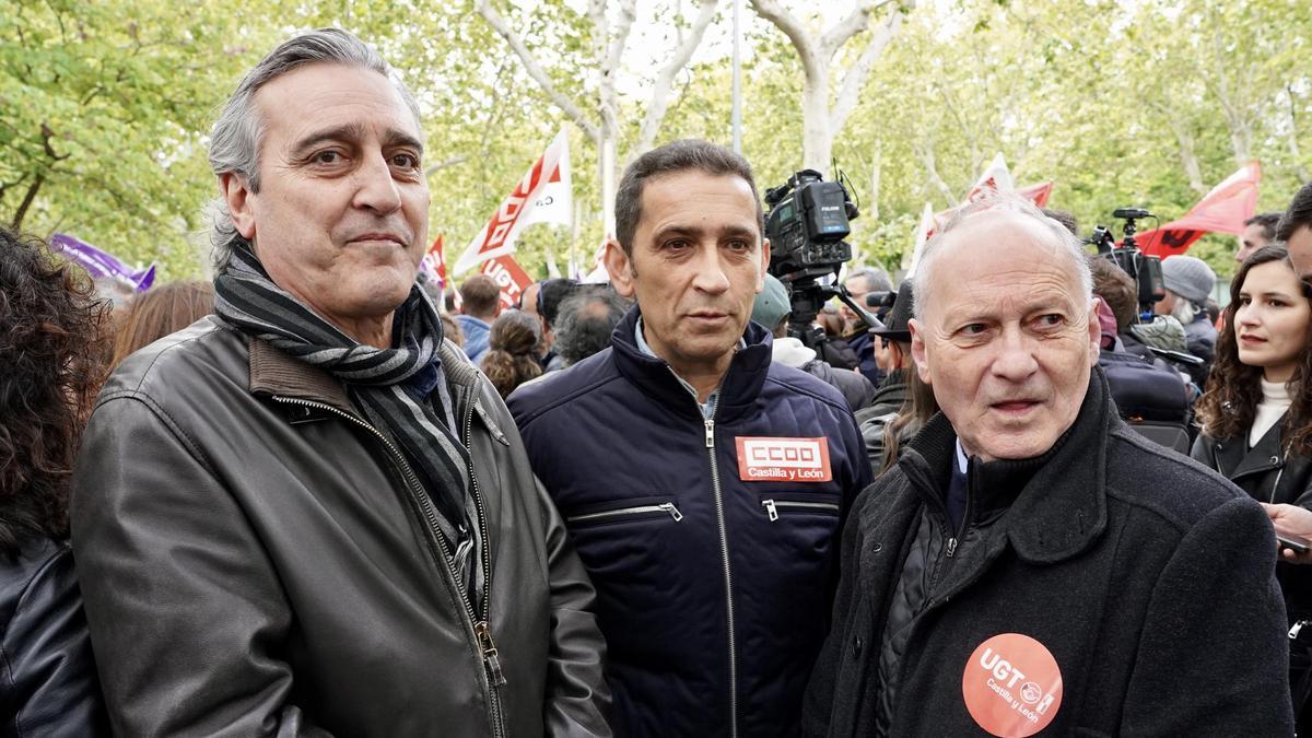 Los secretarios generales de UGT y CC OO en Castilla y León, Faustino Temprano y Vicente Andrés.