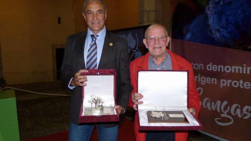 Joaquín Alonso, a la izquierda, y Enrique Avello muestran sus respectivos galardones.