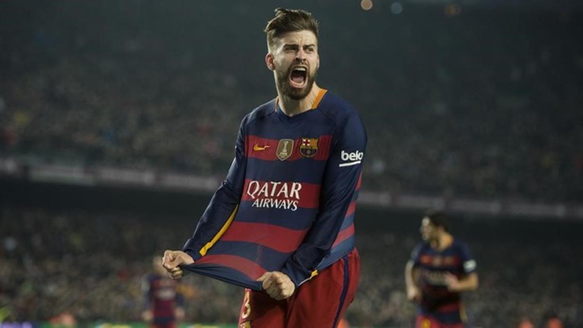 Gerard Piqué celebra un gol ante el Athletic