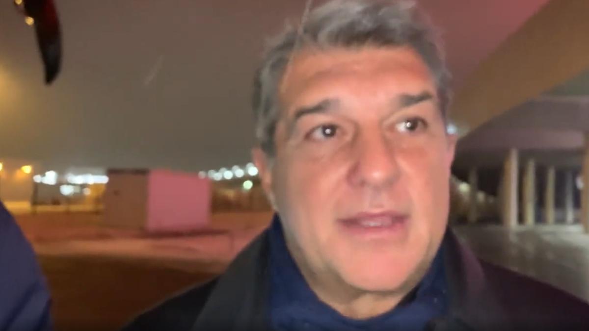 Joan Laporta atendió a TV3 a la salida del Allianz Arena