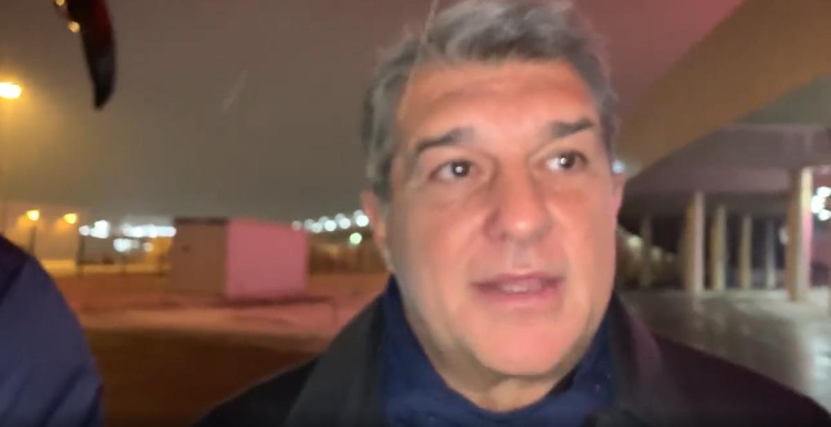 Joan Laporta atendió a TV3 a la salida del Allianz Arena