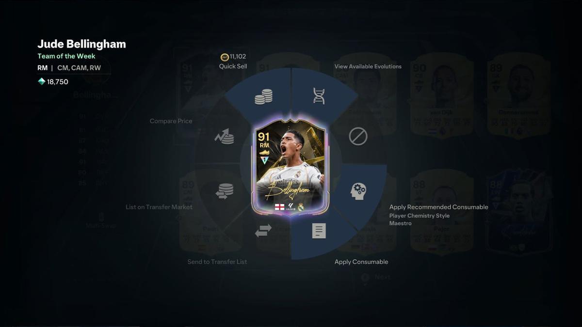 Imagen del menú de cartas que tendrá el nuevo FC 27.