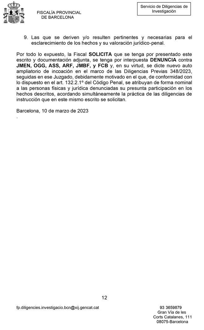El escrito de acusación de la Fiscalía contra el Barça por el Caso Negreira