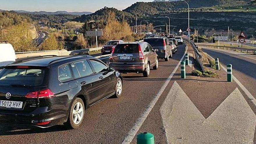 Trànsit intens, ahir, a la C-55 a l&#039;altura de Sant Pau