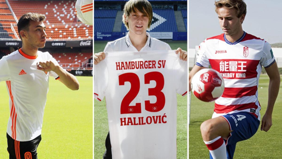 Munir El Haddadi (Valencia), Alen Halilovic (Hamburgo) y Sergi Samper (Granada)