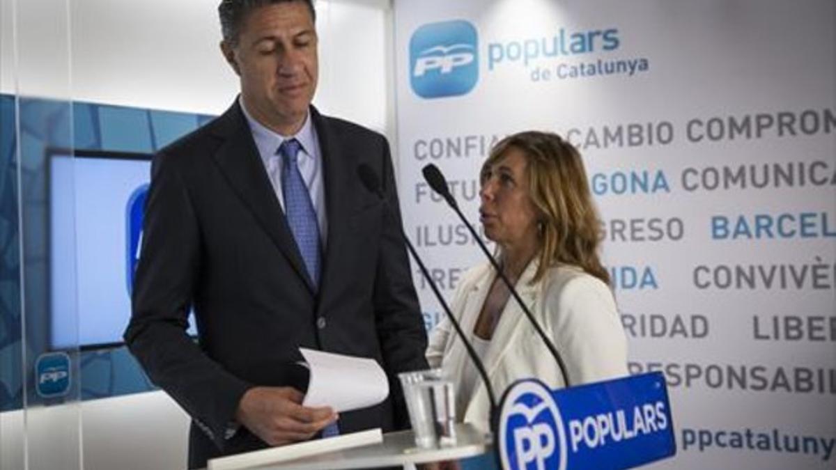 Xavier García Albiol y Alicia Sánchez-Camacho, en rueda de prensa posterior al comité ejecutivo del PPC.