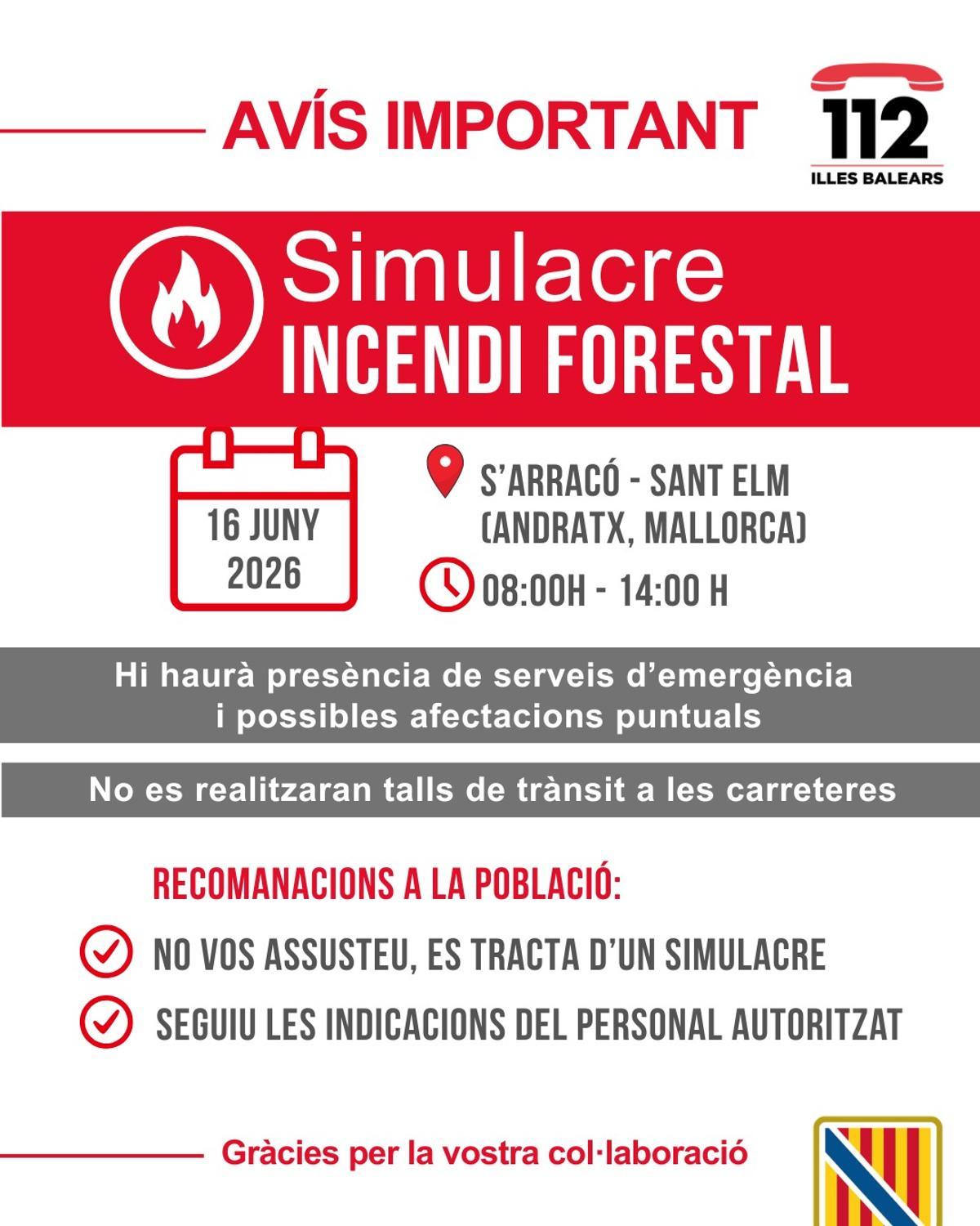 Bomberos de Ibiza refuerzan su preparación ante el riesgo de incendios forestales con un simulacro en Mallorca.