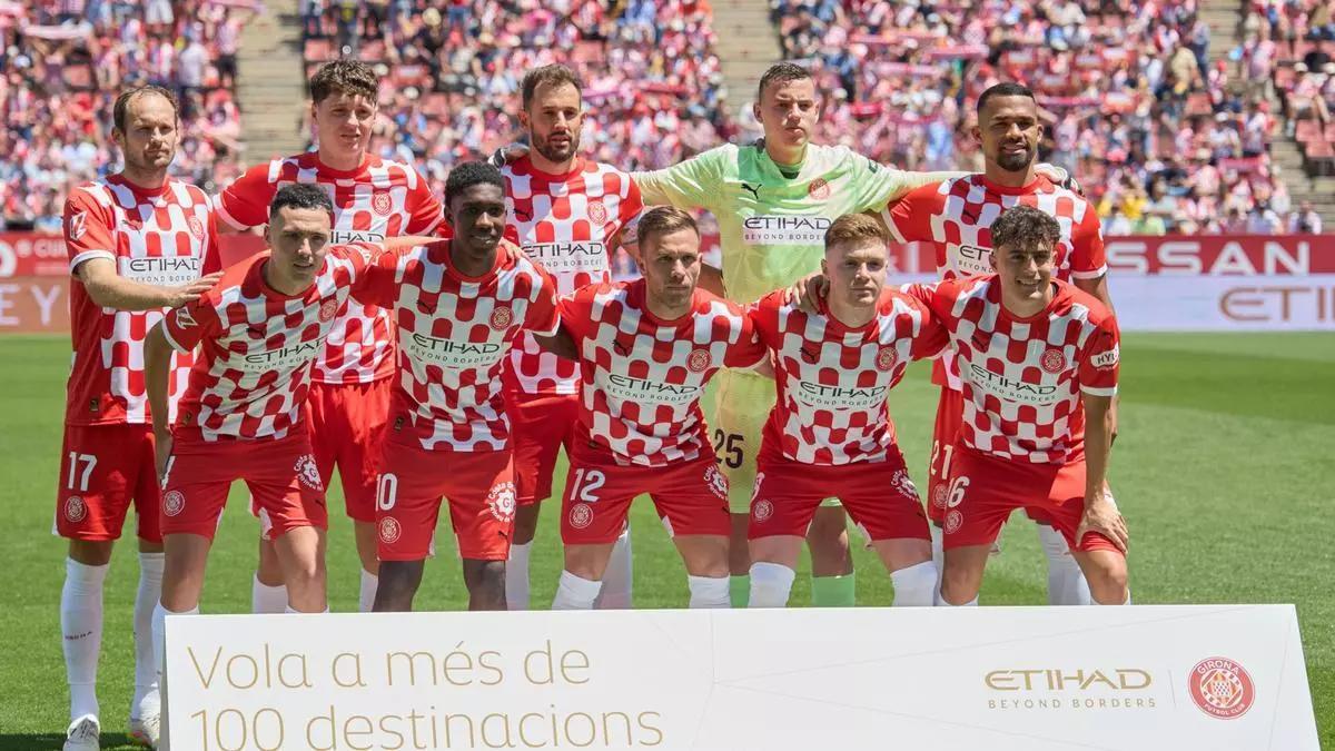 El once del Girona en el último partido de Liga contra el Atlético