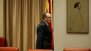 Luis María Linde en el Congreso de los Diputados, en una imagen de archivo.