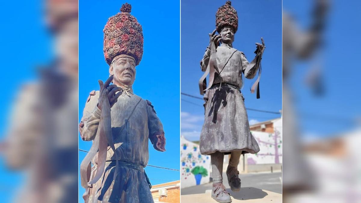 A la izquierda, la estatua tras el acto vandálico, y a la derecha, en su estado original.