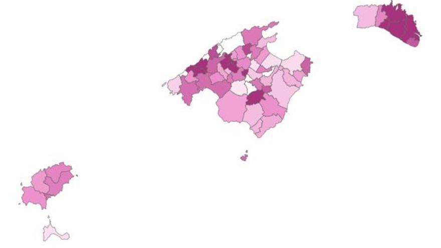 Grafik: Die Corona-Inzidenz in den Gemeinden auf Mallorca (Stand: 23.11.)
