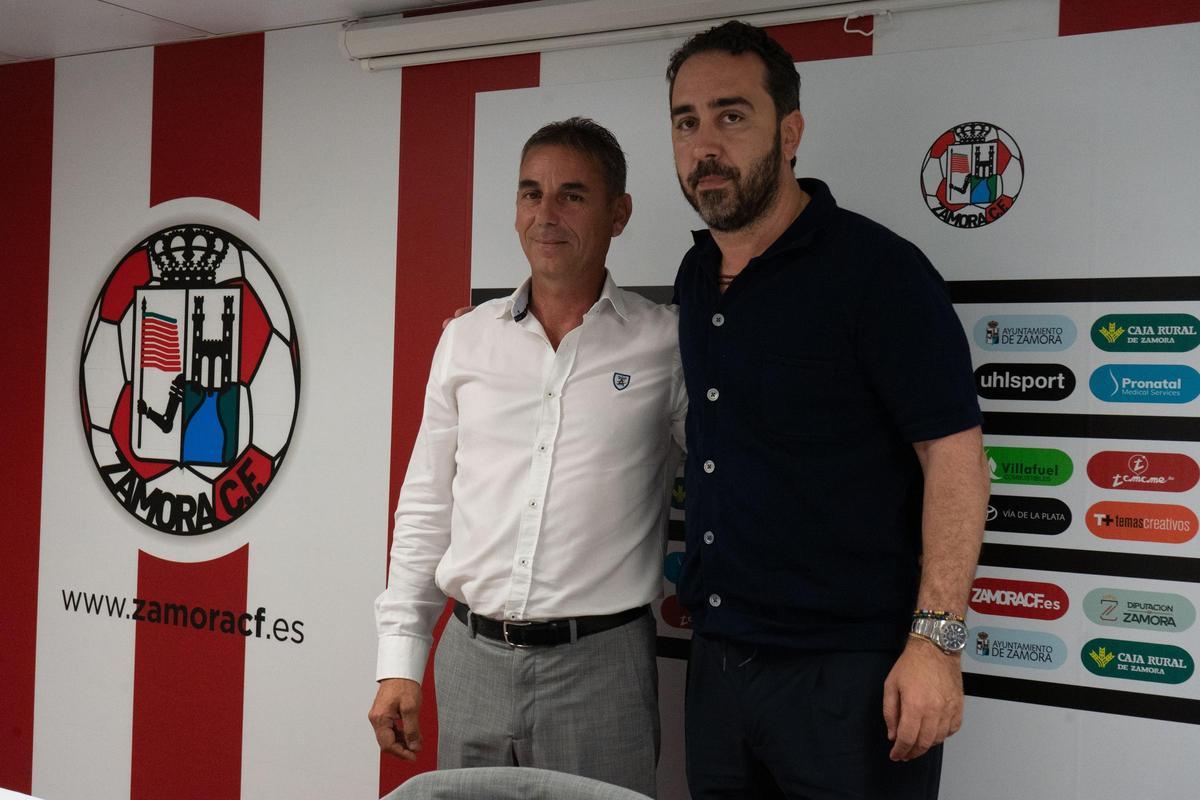 Alberto Escolano y Victor Aldama, vicepresidente y presidente del Zamora CF