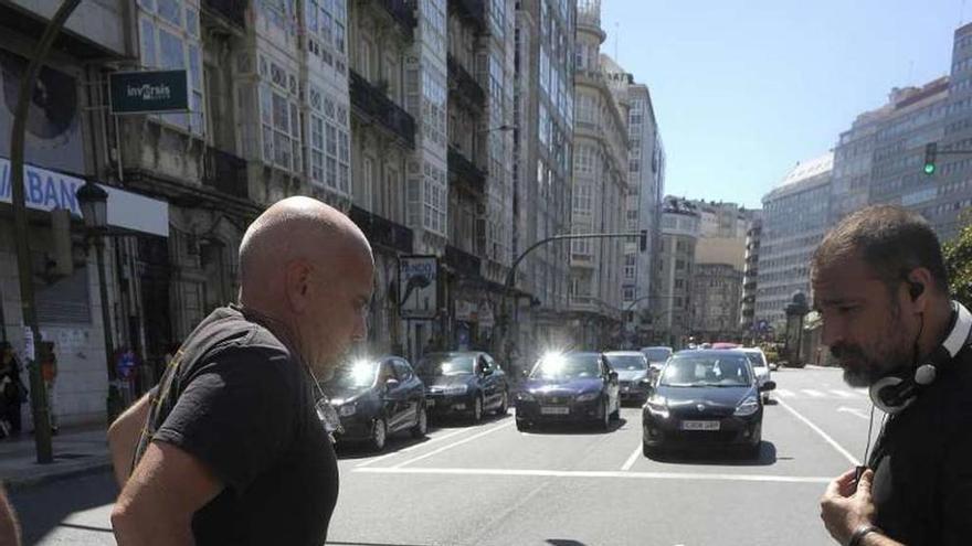 Imagen del rodaje de la película &#039;El Desconocido&#039; en A Coruña. /