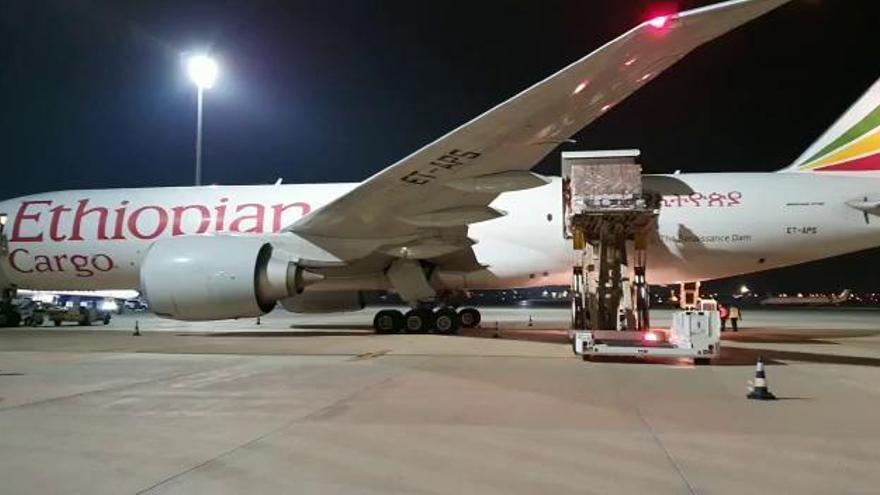 Llega a la Comunidad el quinto avión fletado por la Generalitat con una carga récord de 76 toneladas