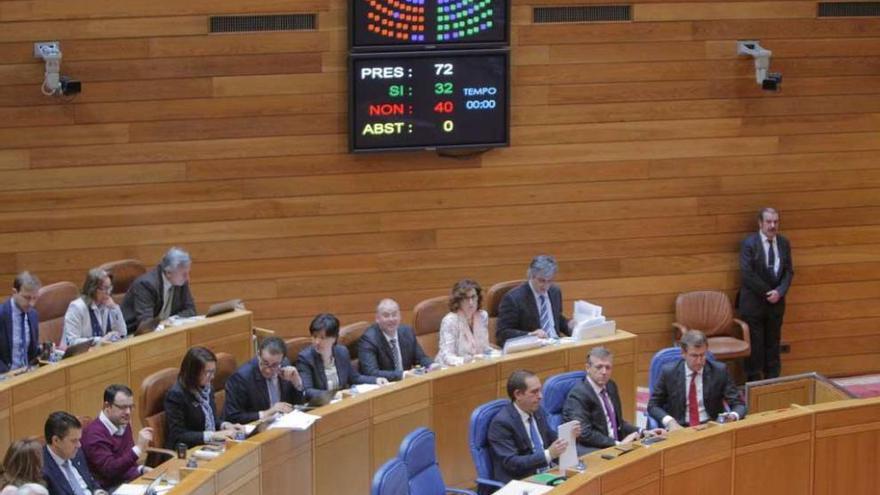 La tribuna popular en el Parlamento, ayer, tras la votación sobre la comisión de investigación. // X. Álvarez