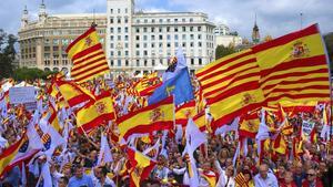 Manifestación en Barcelona el 12 de Octubre.