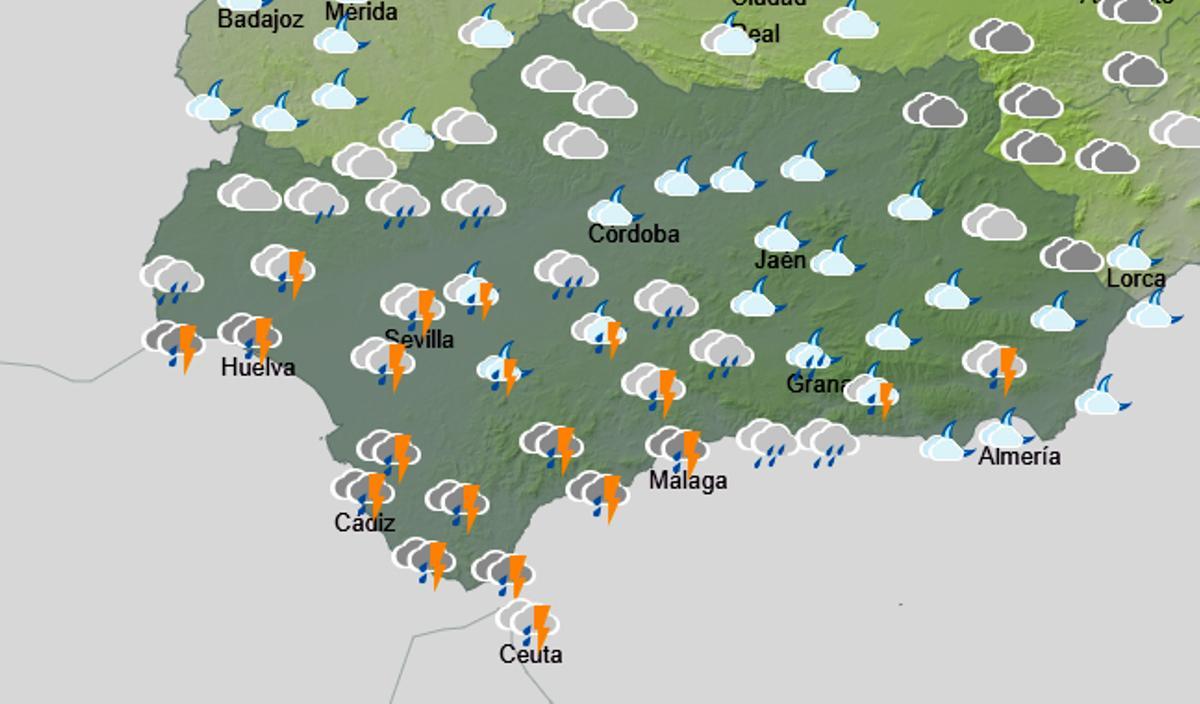 Mapa de la Aemet para este miércoles en Andalucía