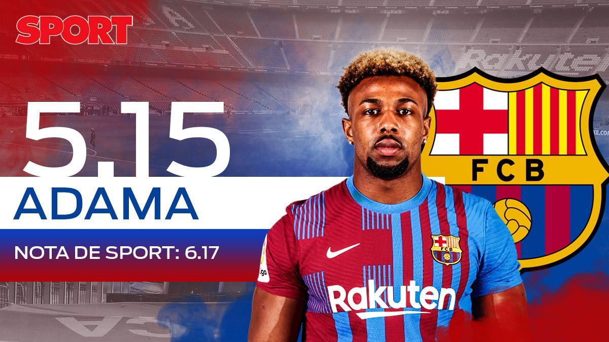 5,15. ADAMA. El extremo de L'Hospitalet ha bajado su puntuación respecto a la media del 1x1 de SPORT. Empezó gustando, pero sus minutos fueron a menos respecto avanzaba la temporada 5,15. ADAMA. El extremo de L'Hospitalet ha bajado su puntuación respecto a la media del 1x1 de SPORT. Empezó gustando, pero sus minutos fueron a menos respecto avanzaba la temporada