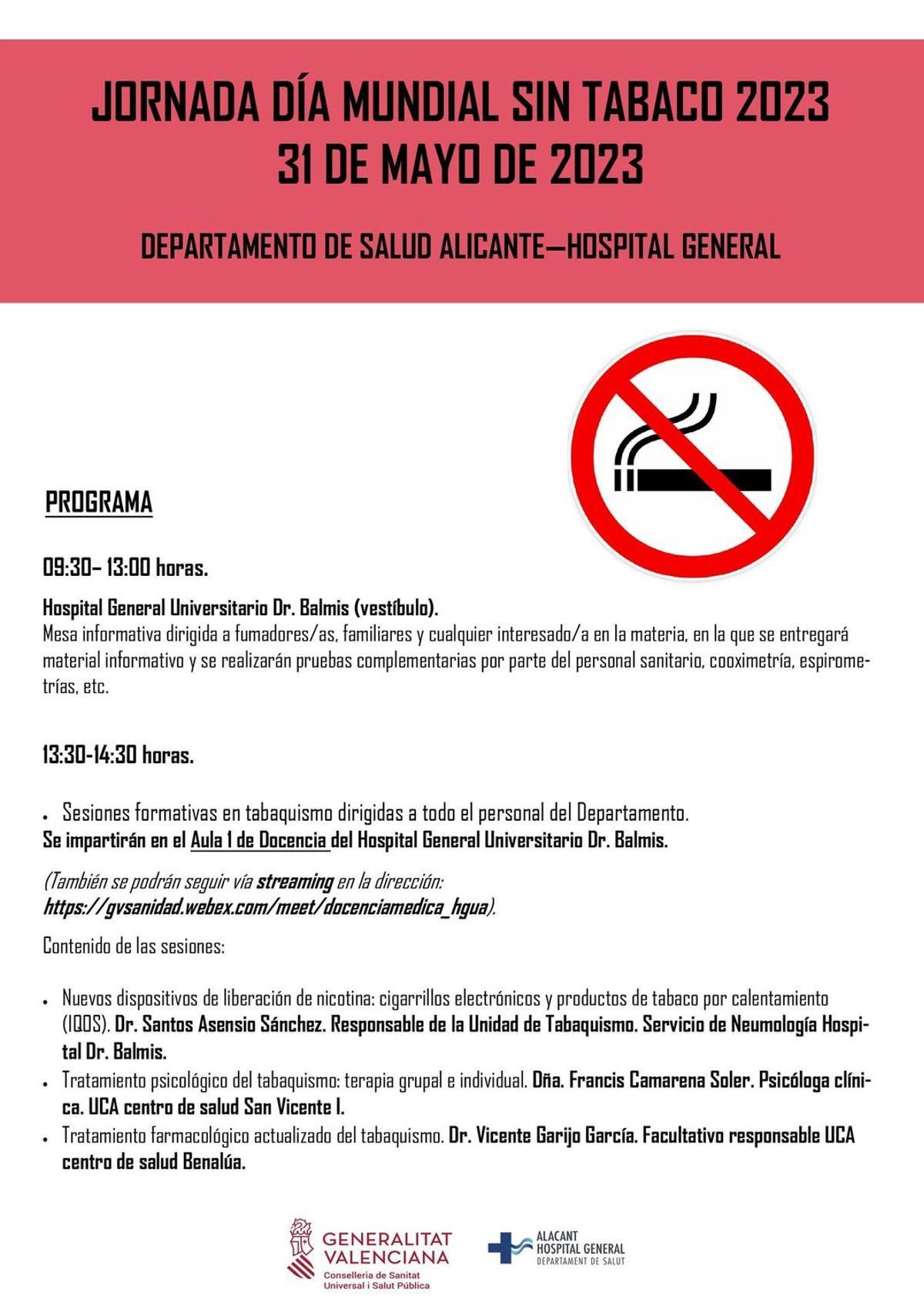 Cartel de la jornada en el Hospital de Alicante