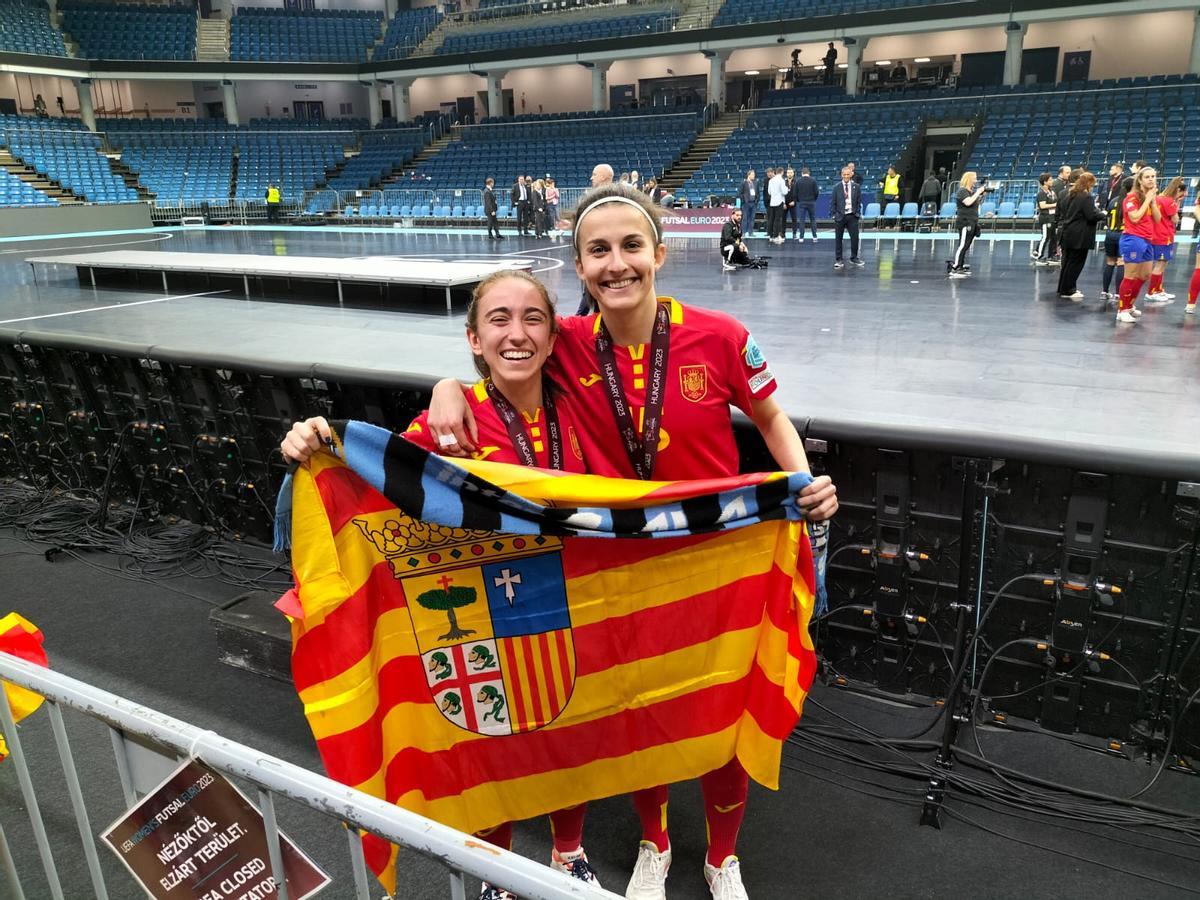 Irene Samper y Maria Sanz, campeonas de Europa con la Selección Española de Fútbol Sala.