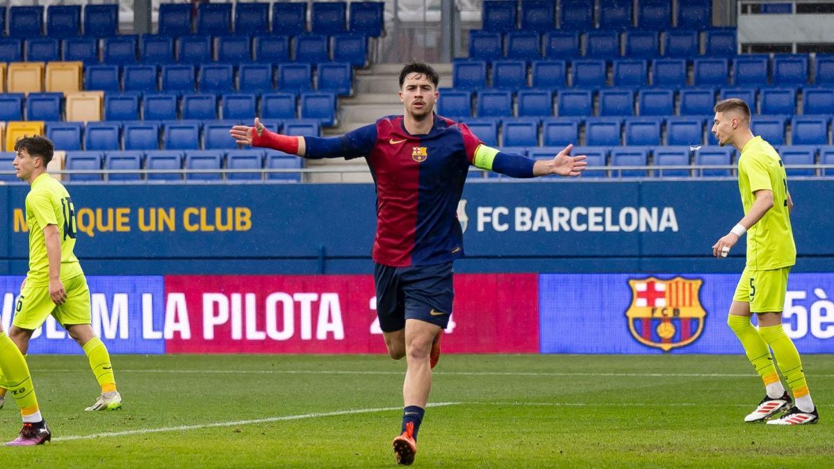 Hugo Alba celebrando su gol en la Youth League ante el Dinamo Zagreb