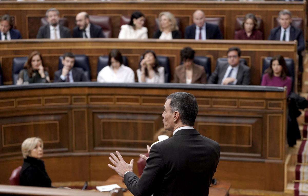 El presidente del Gobierno, Pedro Sánchez, durante la última sesión de control al Gobierno en el Congreso.
