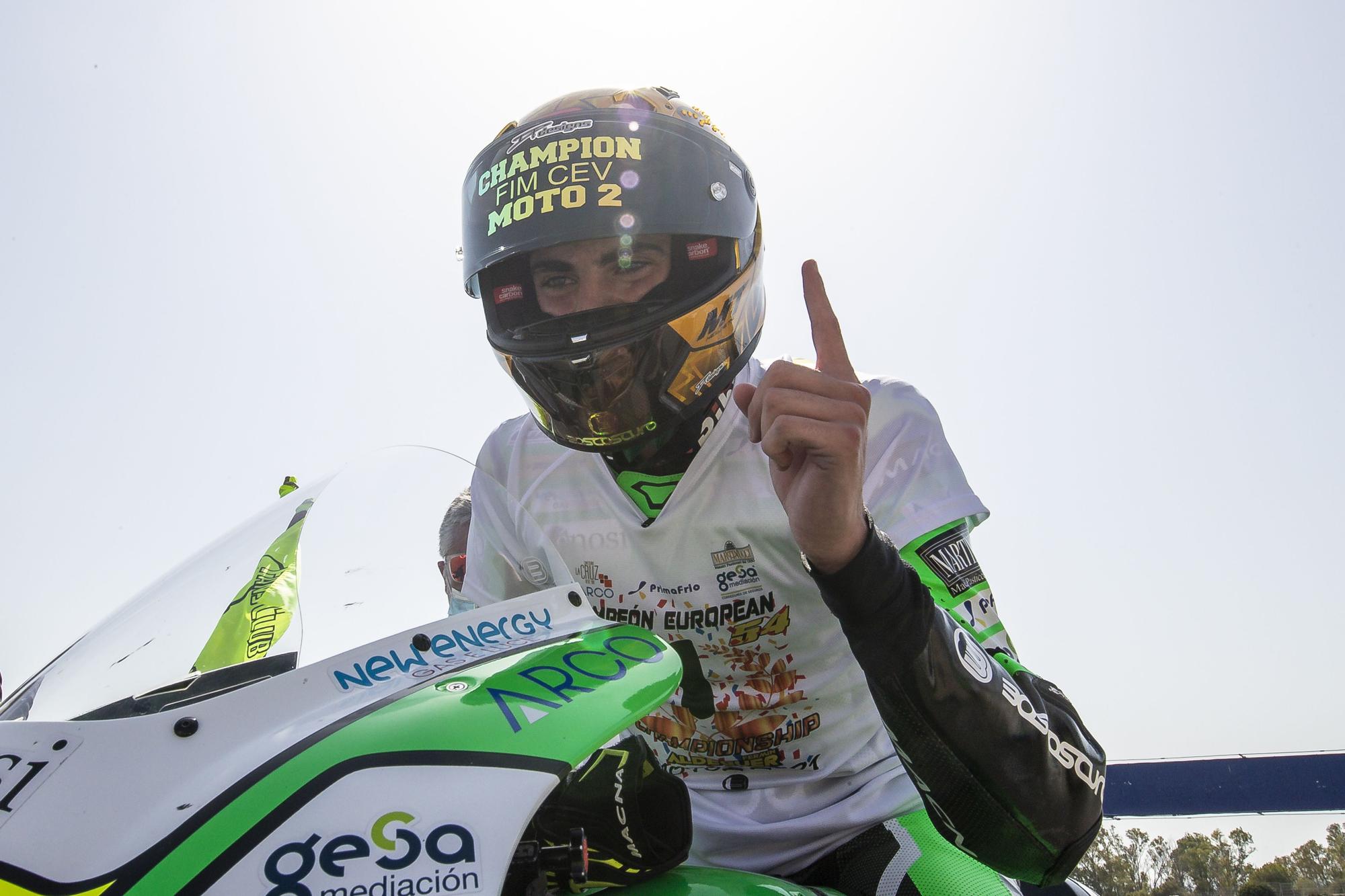 Fermín Aldeguer, campeón de Europa de Moto2 de la mano de Héctor Faubel