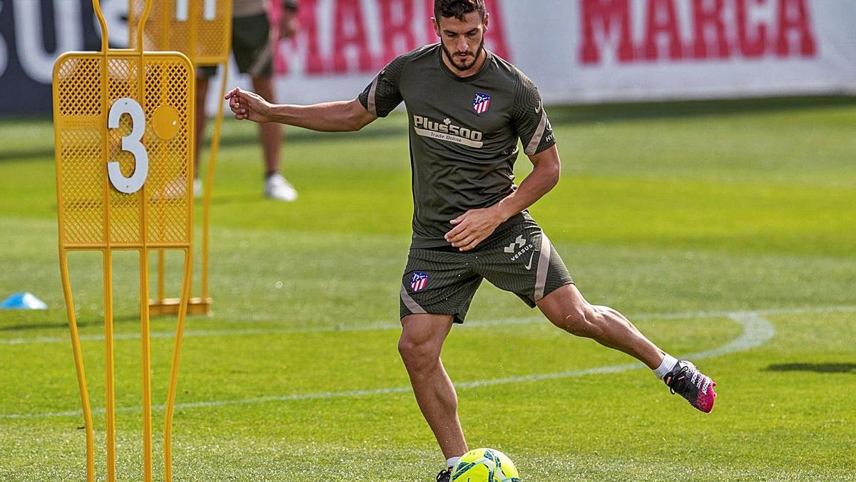 Koke, durante el entrenamiento del Atlético de Madrid, ayer, en el Metropolitano | EUROPA PRESS
