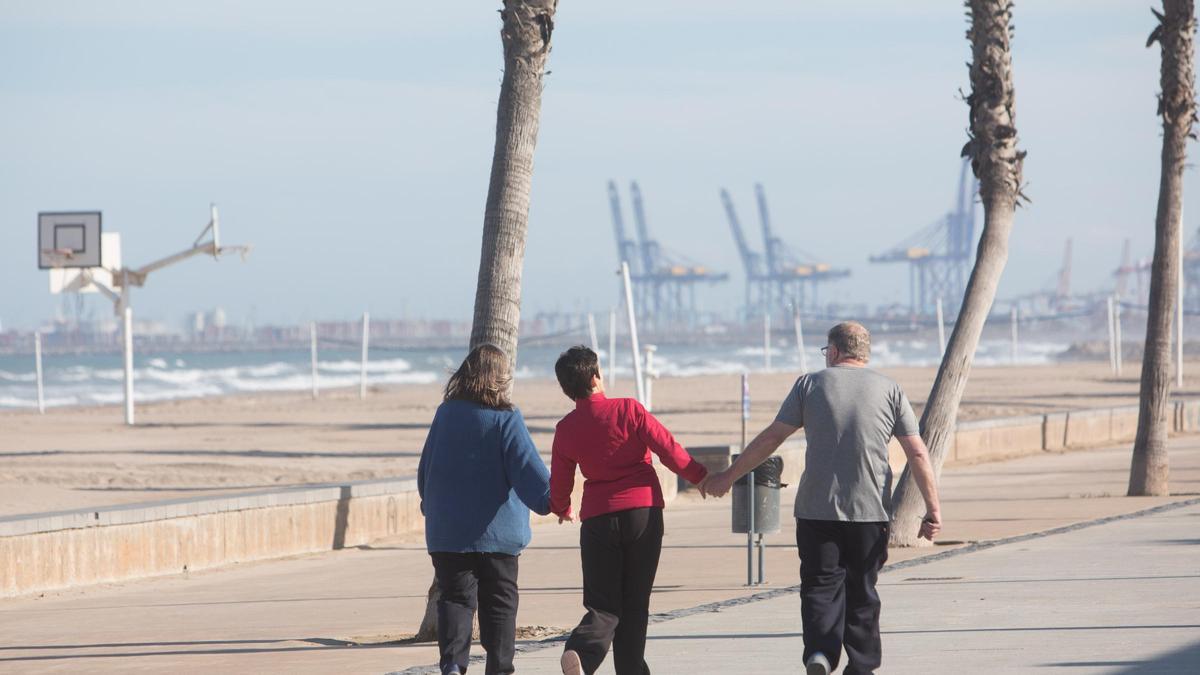 La familia de una persona dependiente pasea por València