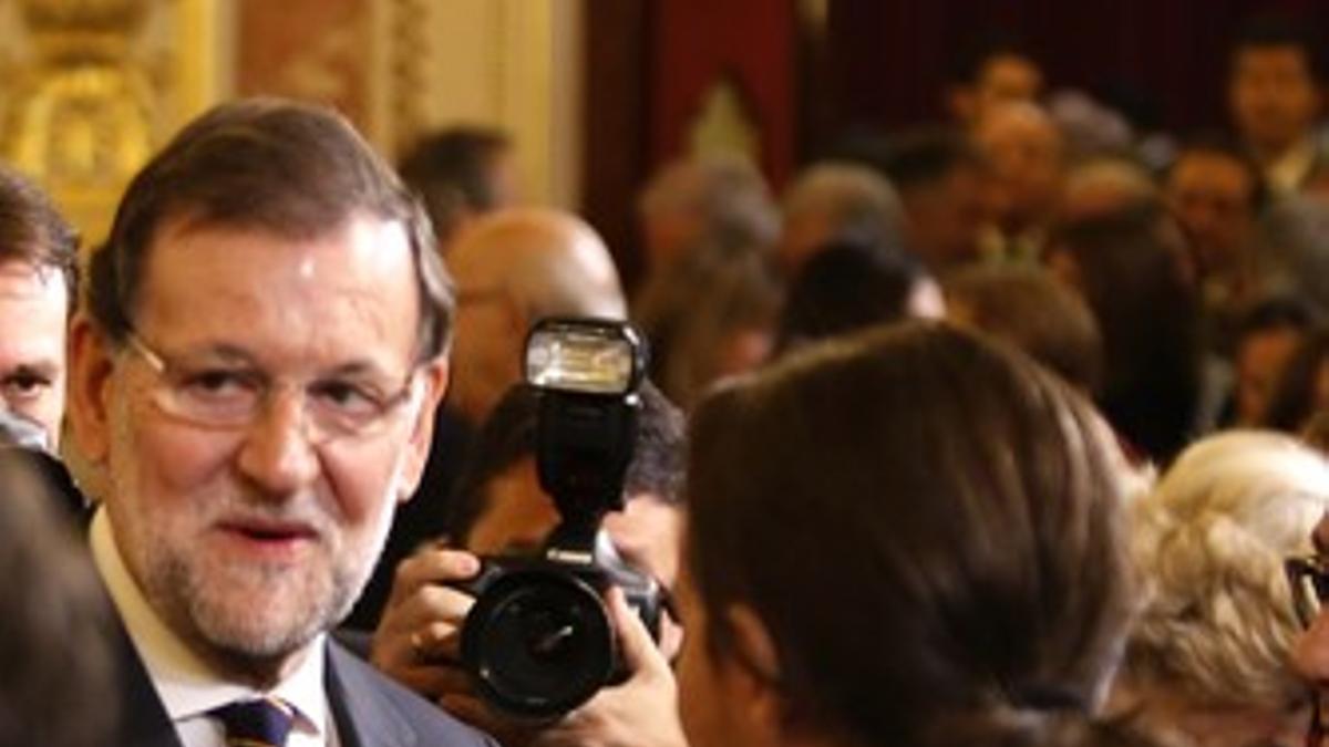 Mariano Rajoy y Pablo Iglesias, en el acto institucional del Día de la Constitución, en el Congreso.