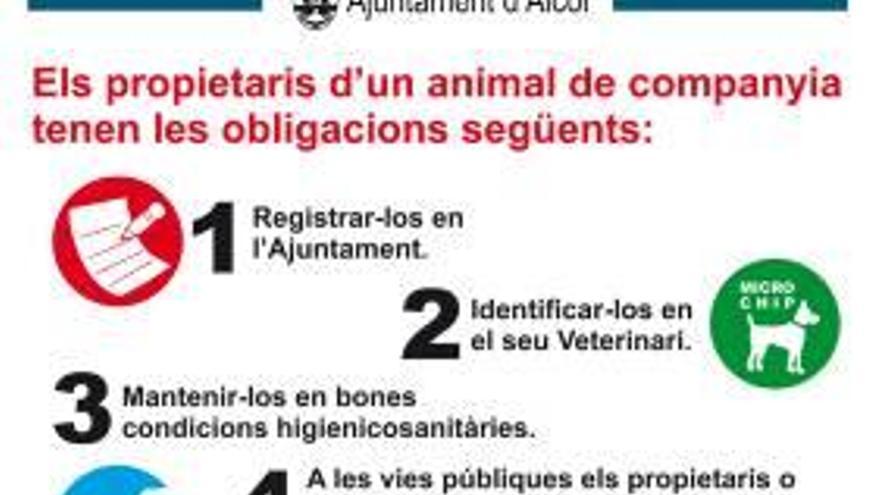 Alcoy pone en marcha una campaña sobre las obligaciones de los propietarios de animales