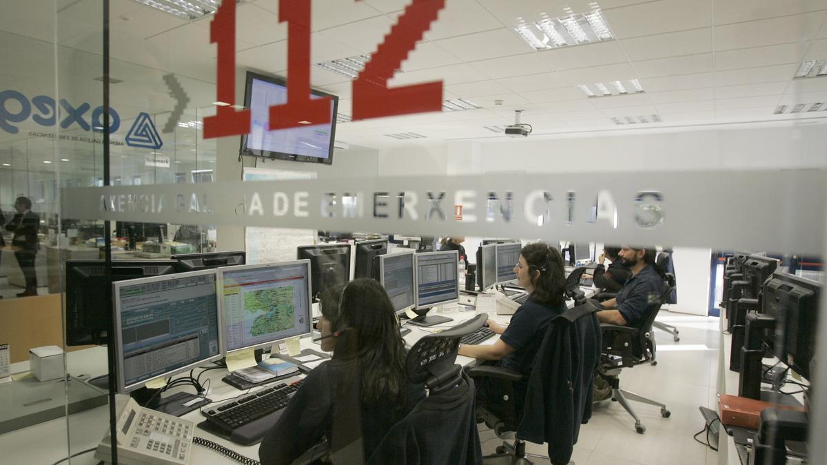 Sala de control del 112 en Galicia.