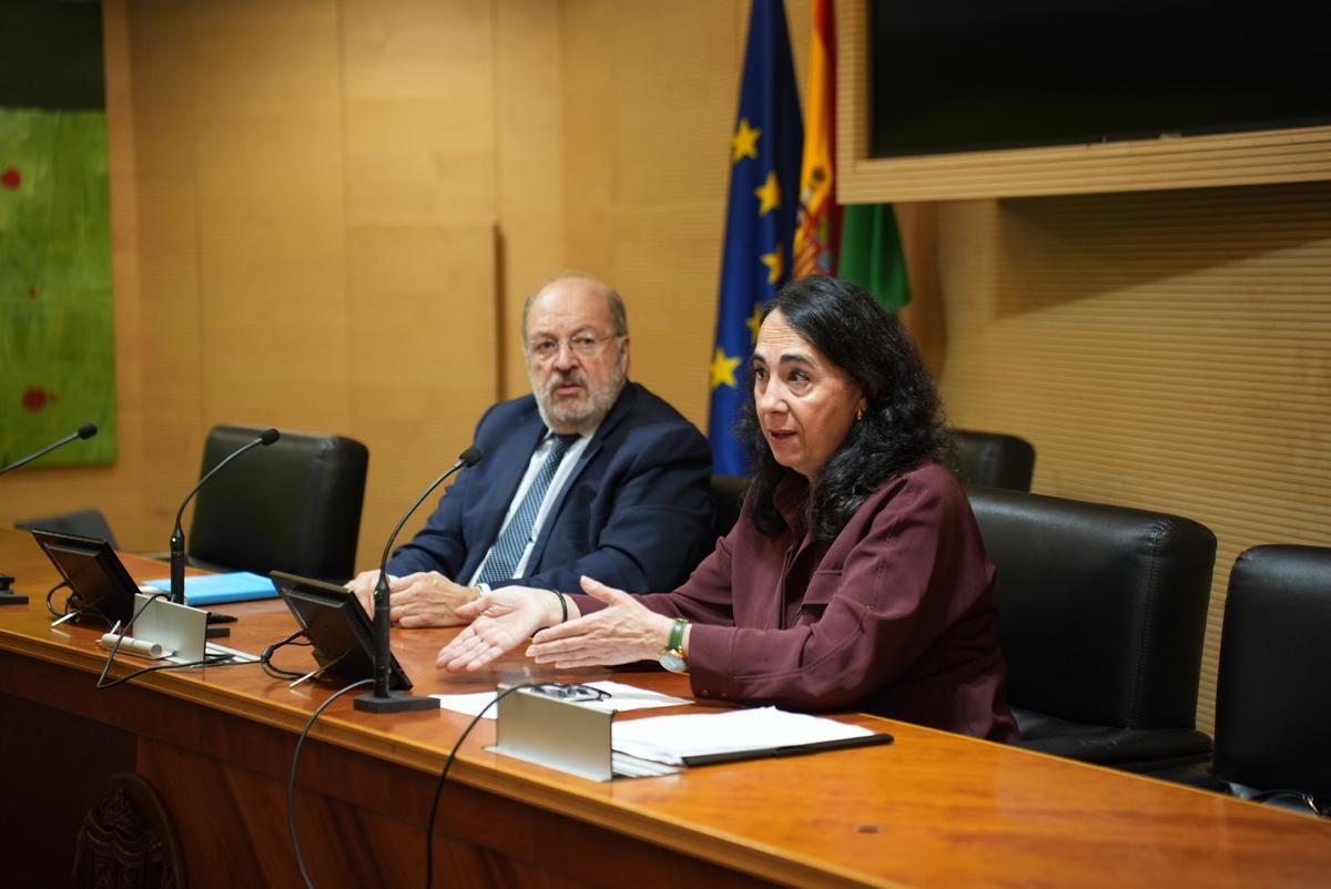 Carlos Arias y Ana María Delgado presentan el Centro de Conciliación este miércoles.