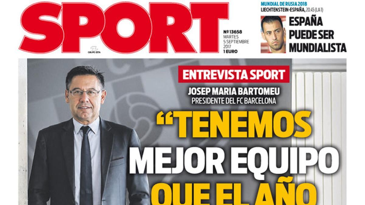 La portada de SPORT de hoy