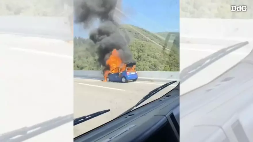 Vídeo: L'incendi del cotxe a l'Eix a Sant Hilari