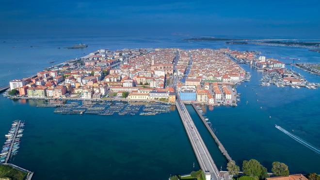 Vista aérea de Chioggia, Venecia