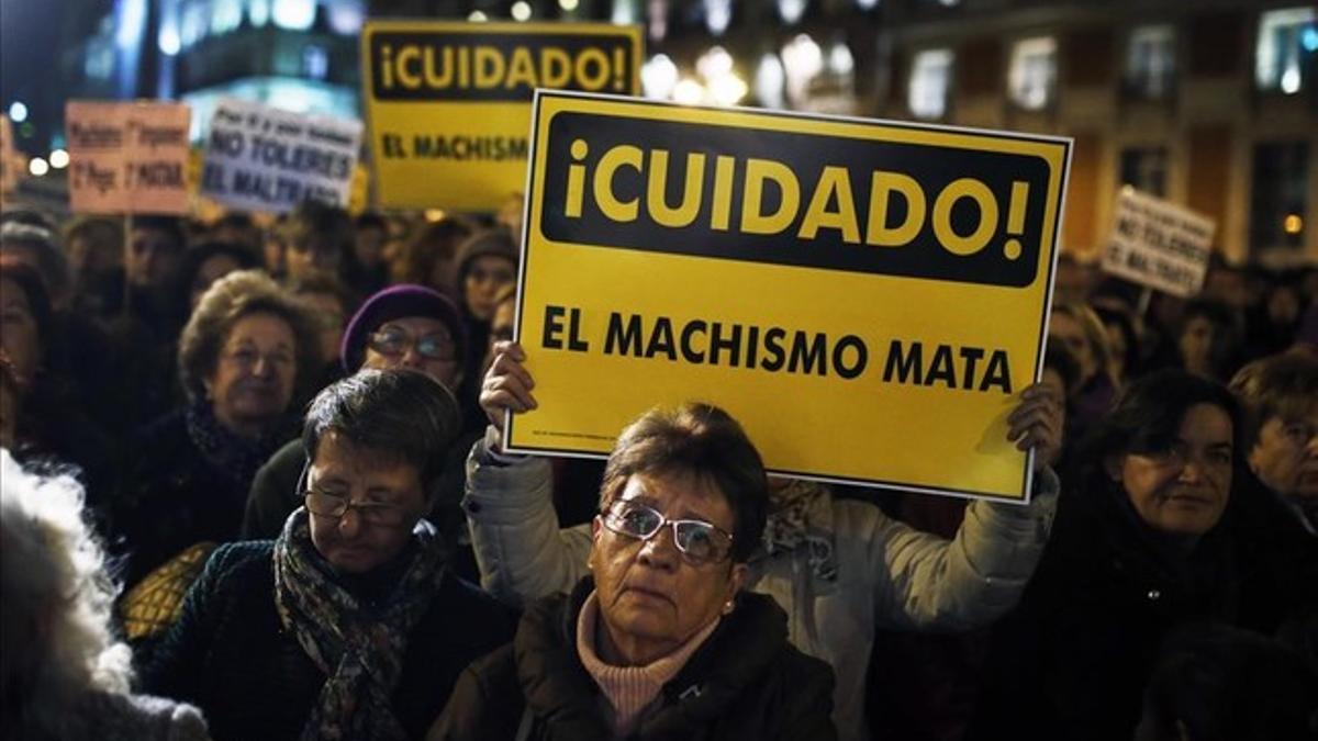 Protesta contra la violencia machista en Madrid.