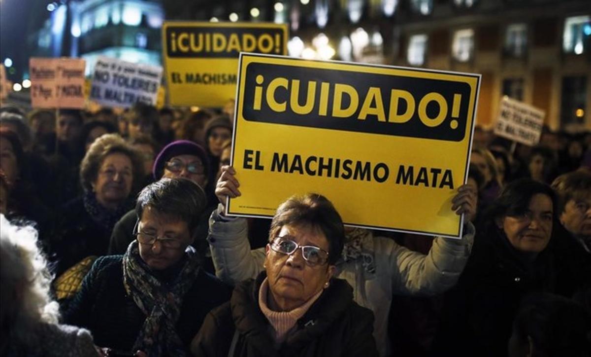 Protesta contra la violencia machista en Madrid.