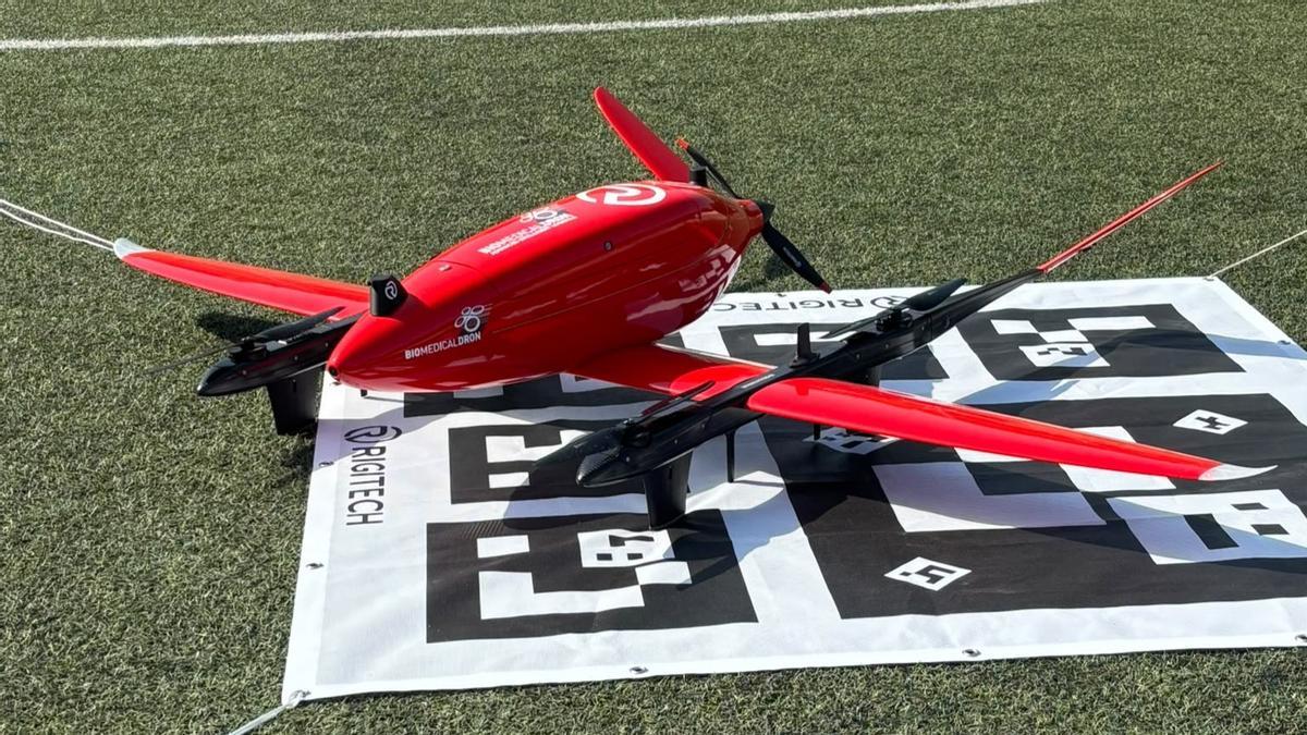 Detalle del Eiger 3, el dron suizo empleado para esta prueba piloto