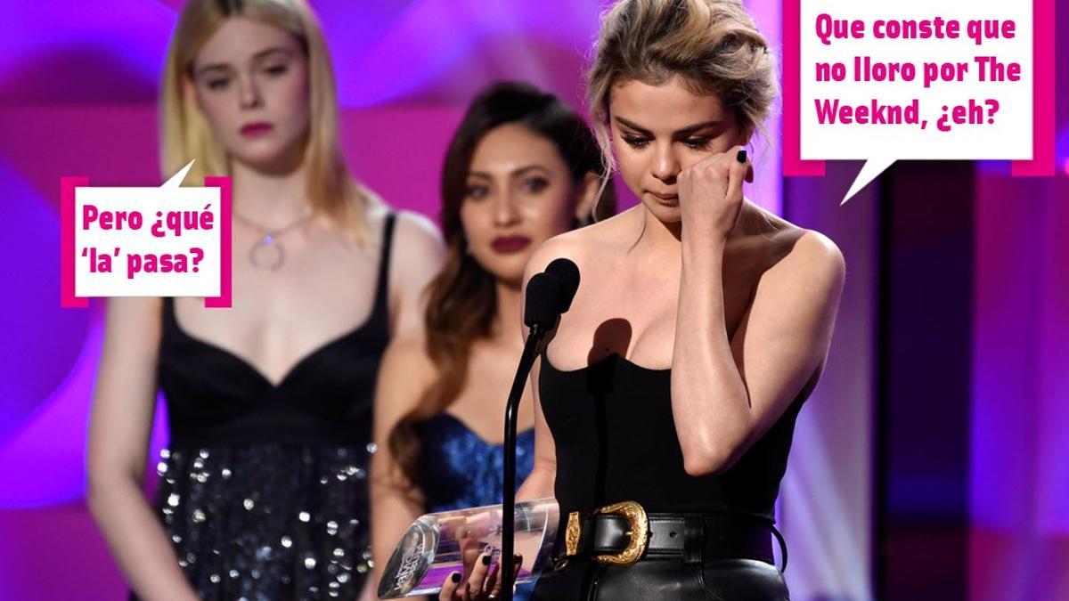 Selena Gómez llorando al recoger un premio