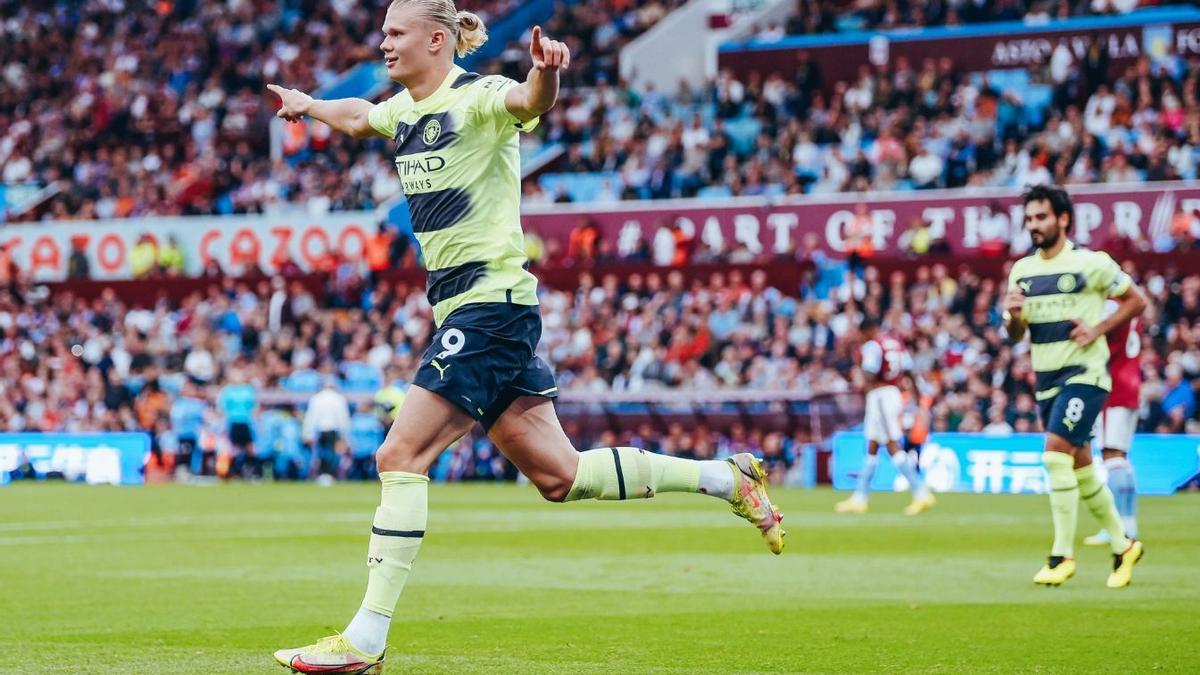 Haaland celebra un gol con el Manchester City