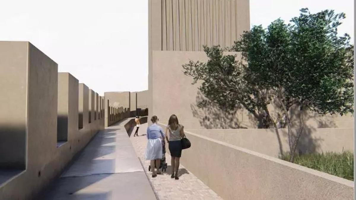 Paso de Ronda, entre la muralla y la Casa Reial, según el diseño vanguardista del nuevo centro cultural.