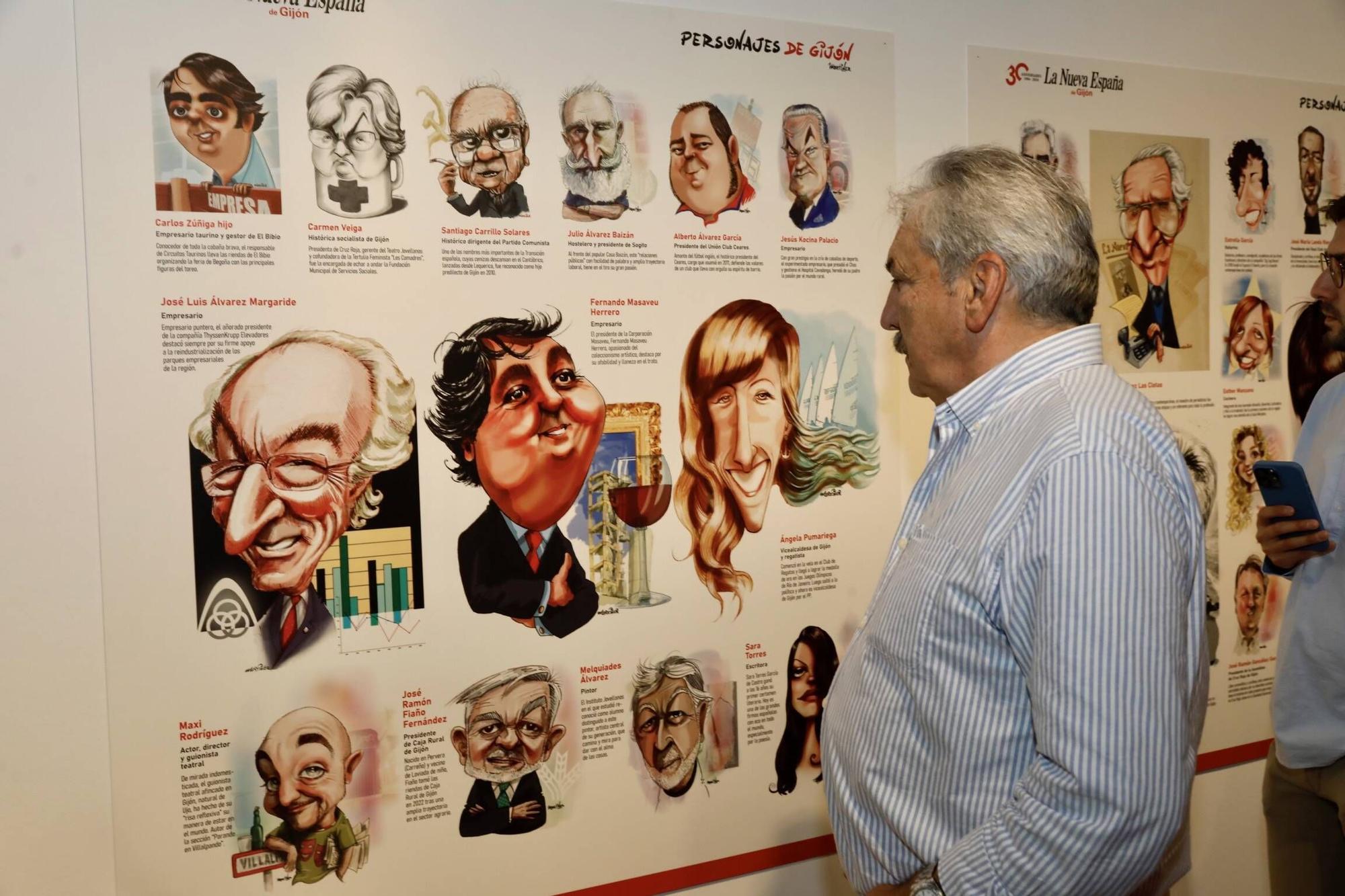 Inauguración de la exposición de caricaturas de Mortiner "Personajes de Gijón"