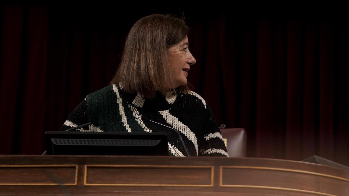 La presidenta del Congreso, Francina Armengol, el pasado miércoles en el Congreso durante la sesión de control al Gobierno.