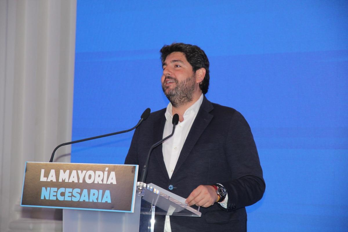 López Miras, durante la presentación del programa electoral del PP en la Sala Verónicas