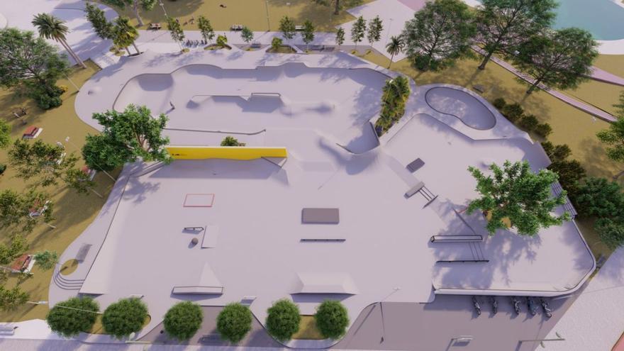 Recreación de una vista aérea tras la remodelación del skatepark del Gulliver. | LEVANTE-EMV